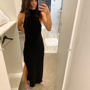 Norma Kamali Halter Turtleneck Gown (Black - Xs)